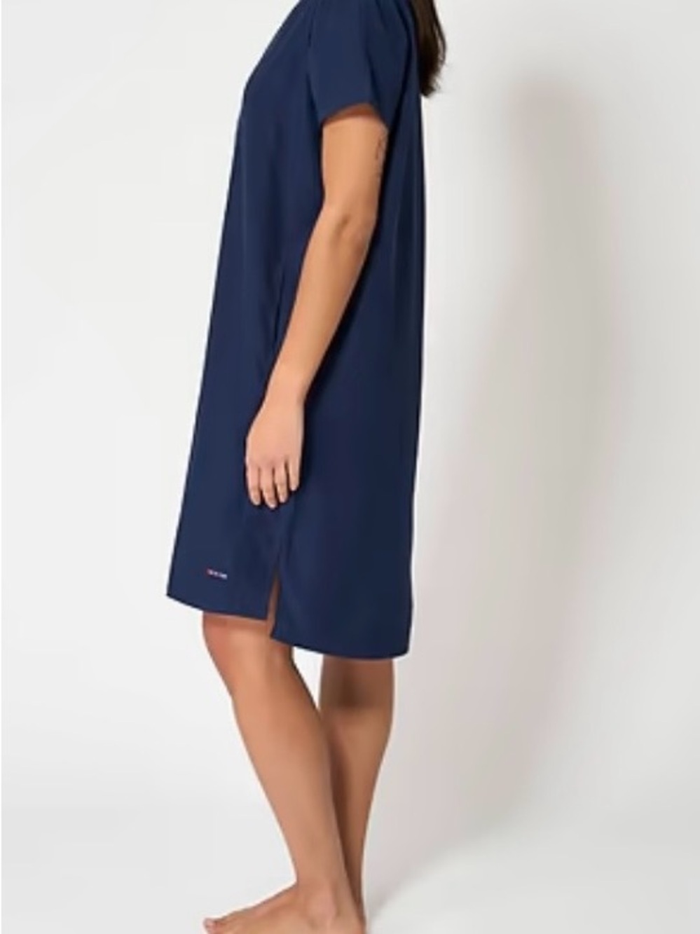 Navy Short Sleeve Henley Shift Dress EU Size 40= US 8/10 - Picture 4 of 12